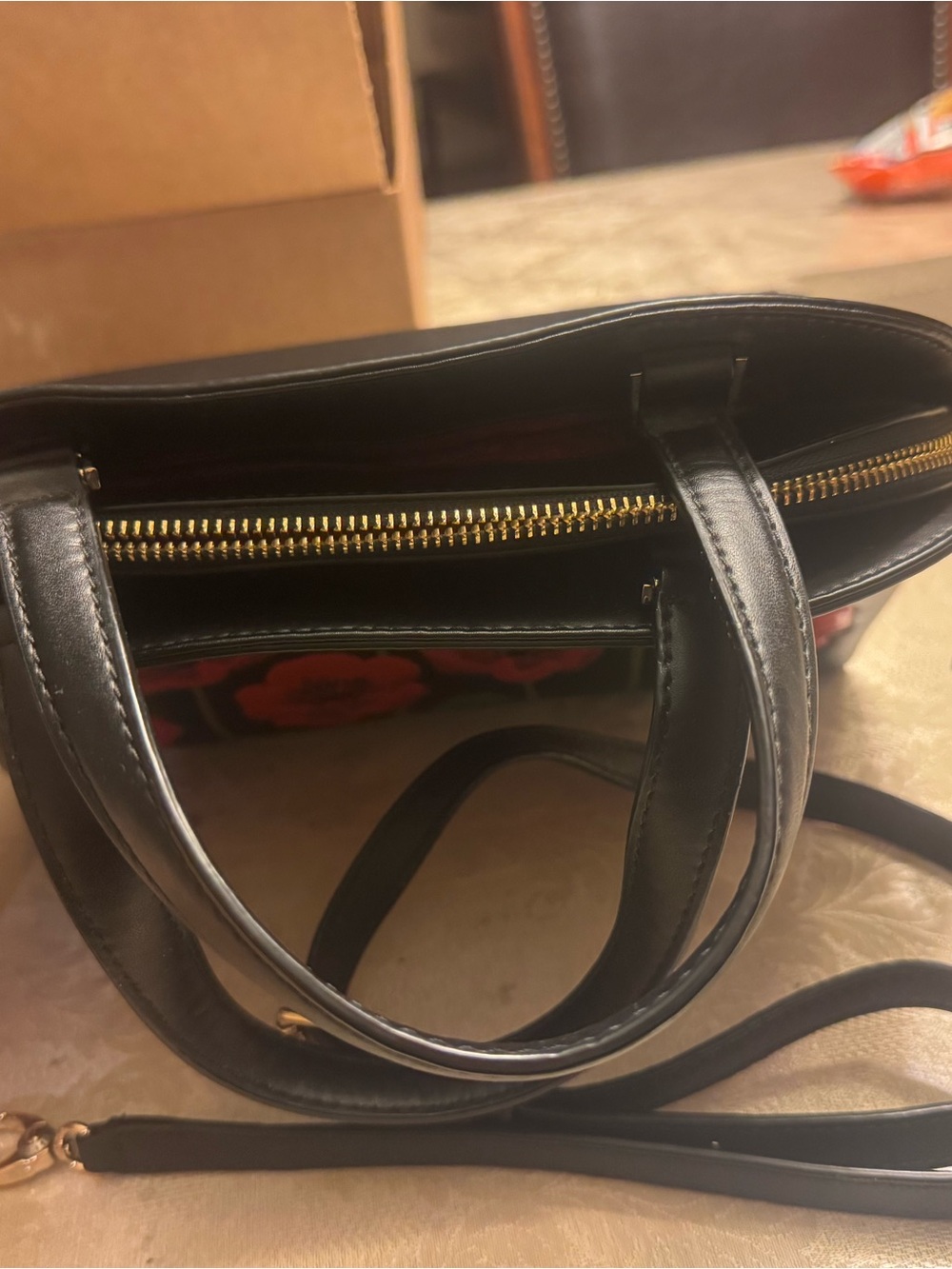 Kate Spade Rare "Ooh La La" Poppy Lottie Leather Satchel Bag Black Red - Picture 7 of 14